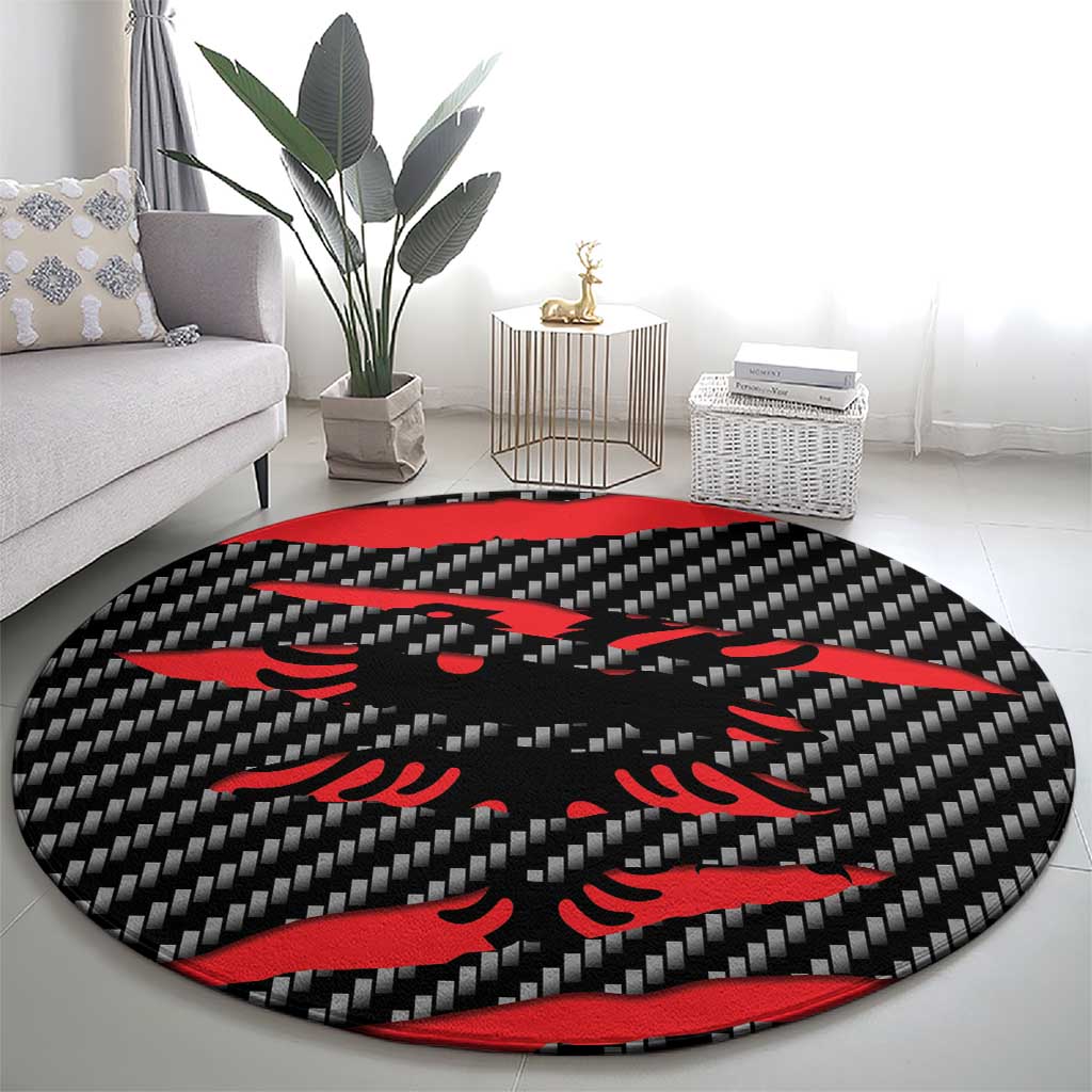 Albania Beast Round Carpet Ripped Flag Graphic - Wonder Print Shop