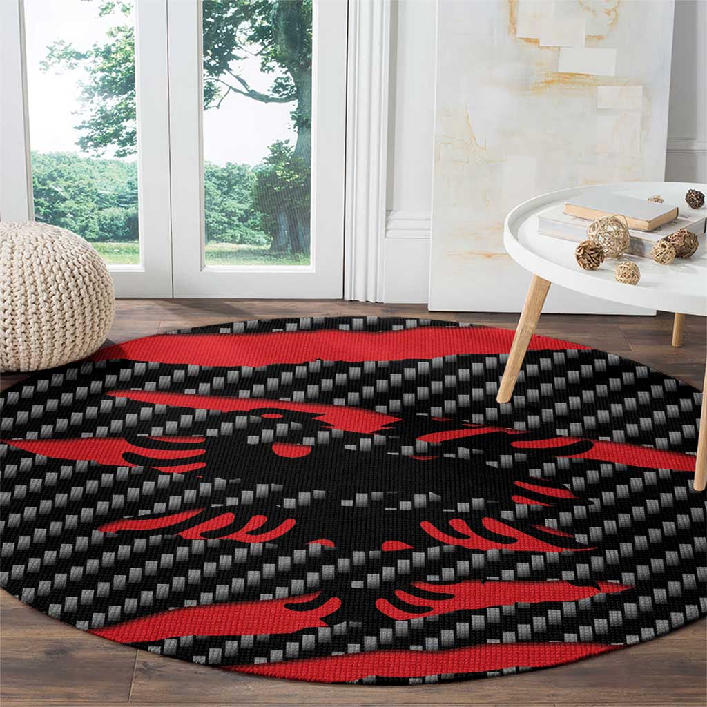 Albania Beast Round Carpet Ripped Flag Graphic - Wonder Print Shop