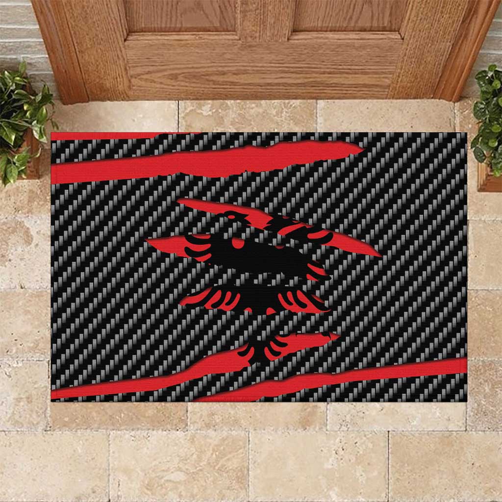 Albania Beast Rubber Doormat Ripped Flag Graphic - Wonder Print Shop