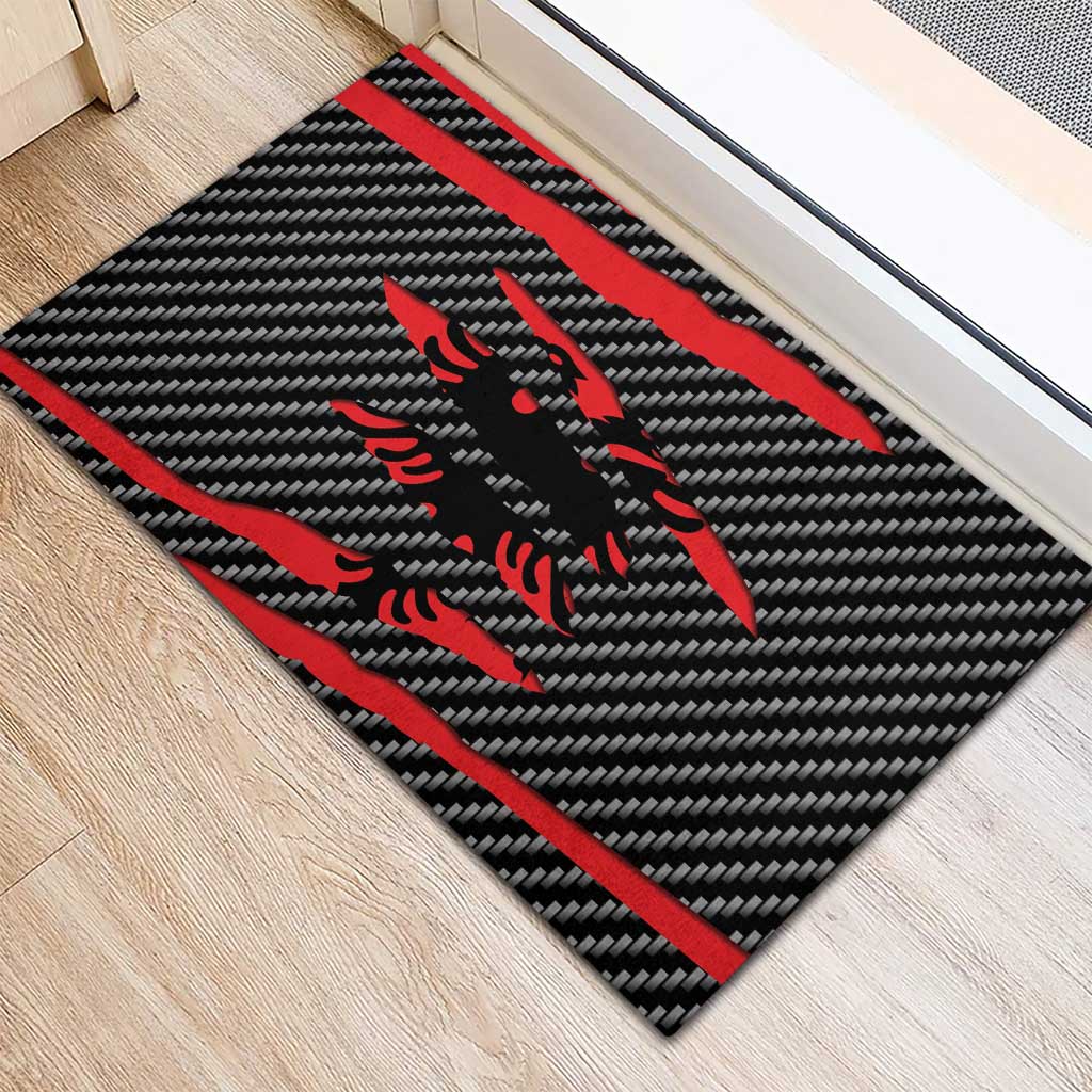 Albania Beast Rubber Doormat Ripped Flag Graphic - Wonder Print Shop