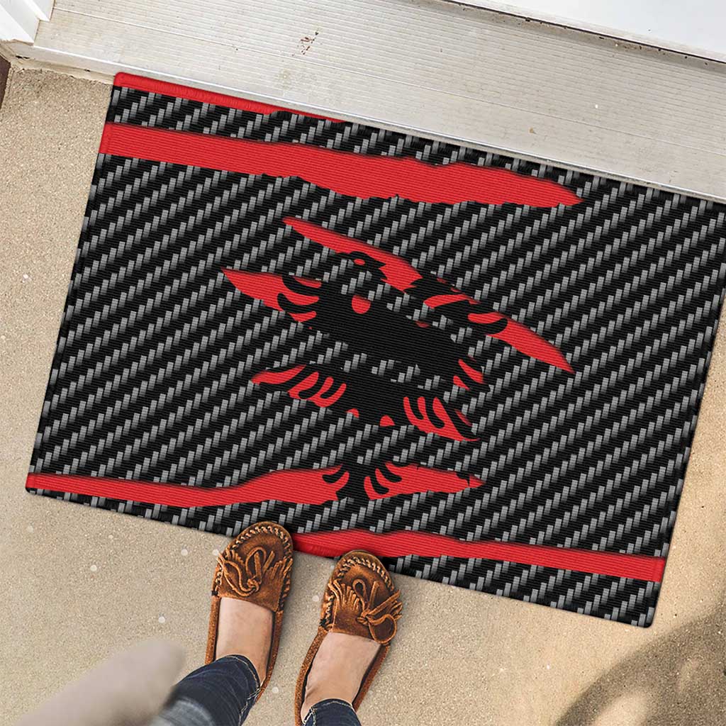 Albania Beast Rubber Doormat Ripped Flag Graphic - Wonder Print Shop