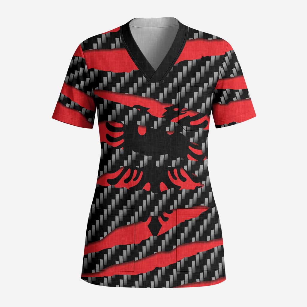 Albania Beast Scrub Top Ripped Flag Graphic - Wonder Print Shop