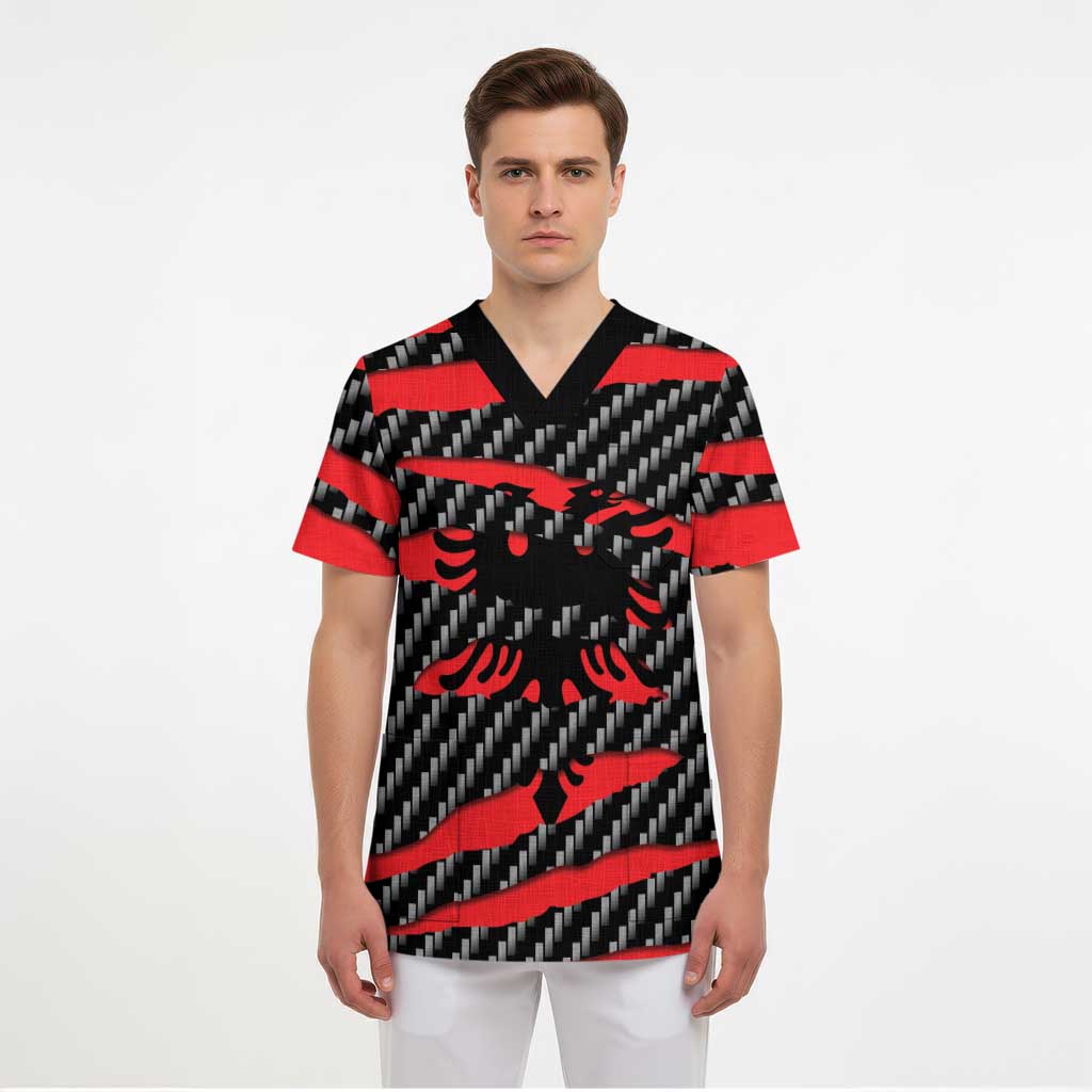 Albania Beast Scrub Top Ripped Flag Graphic - Wonder Print Shop