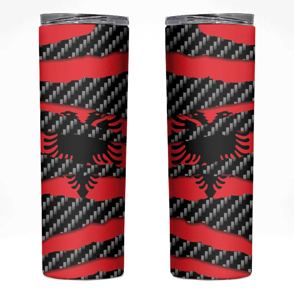 Albania Beast Skinny Tumbler Ripped Flag Graphic - Wonder Print Shop