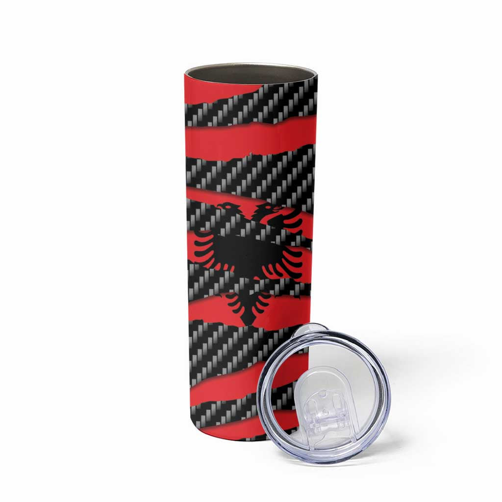 Albania Beast Skinny Tumbler Ripped Flag Graphic - Wonder Print Shop