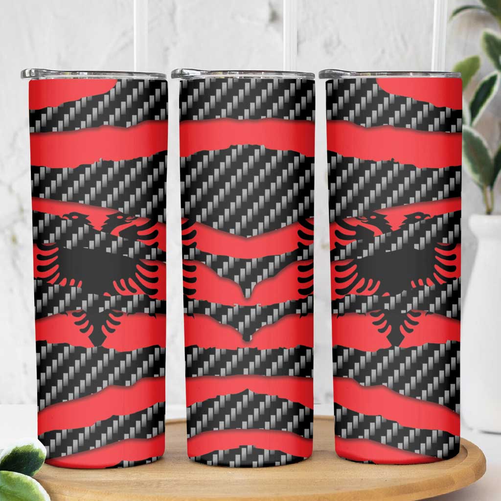 Albania Beast Skinny Tumbler Ripped Flag Graphic - Wonder Print Shop