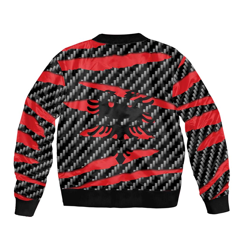Albania Beast Sleeve Zip Bomber Jacket Ripped Flag Graphic - Wonder Print Shop