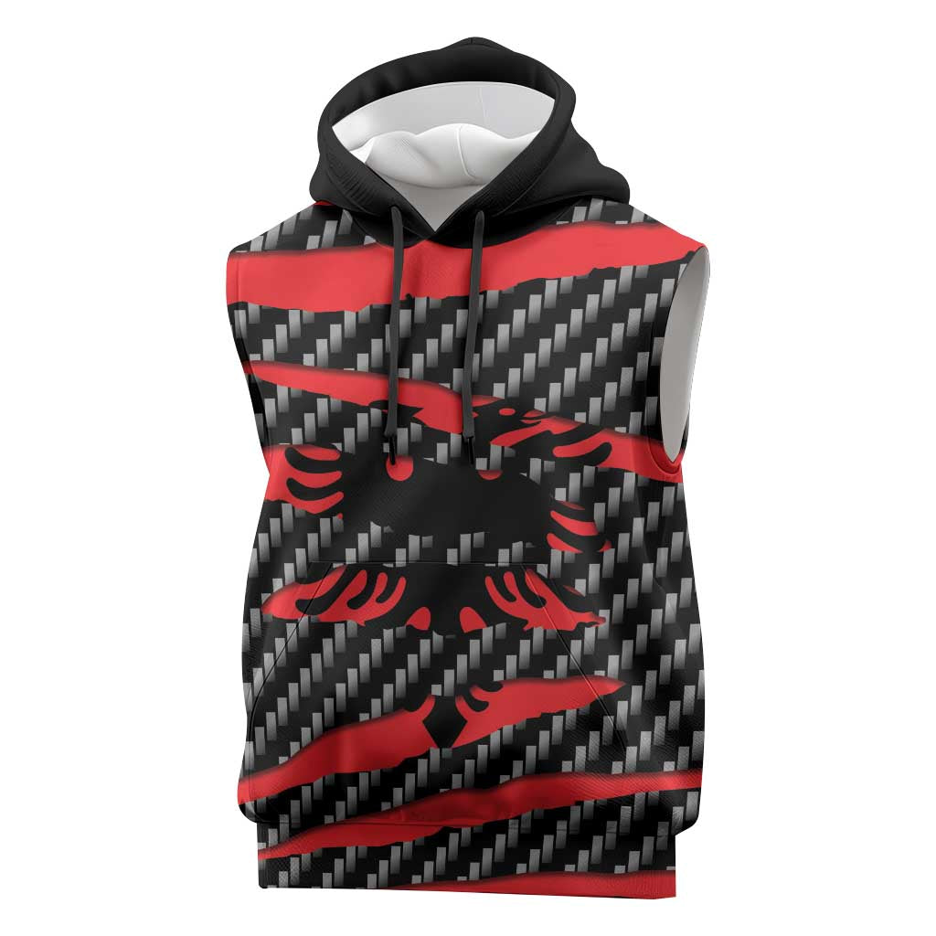 Albania Beast Sleeveless Hoodie Ripped Flag Graphic - Wonder Print Shop