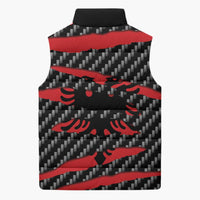 Albania Beast Sleeveless Puffer Jacket Ripped Flag Graphic - Wonder Print Shop