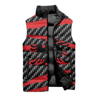 Albania Beast Sleeveless Puffer Jacket Ripped Flag Graphic - Wonder Print Shop