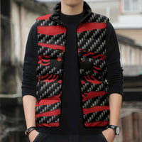 Albania Beast Sleeveless Puffer Jacket Ripped Flag Graphic - Wonder Print Shop