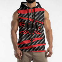 Albania Beast Sleeveless Zip Hoodie Ripped Flag Graphic - Wonder Print Shop