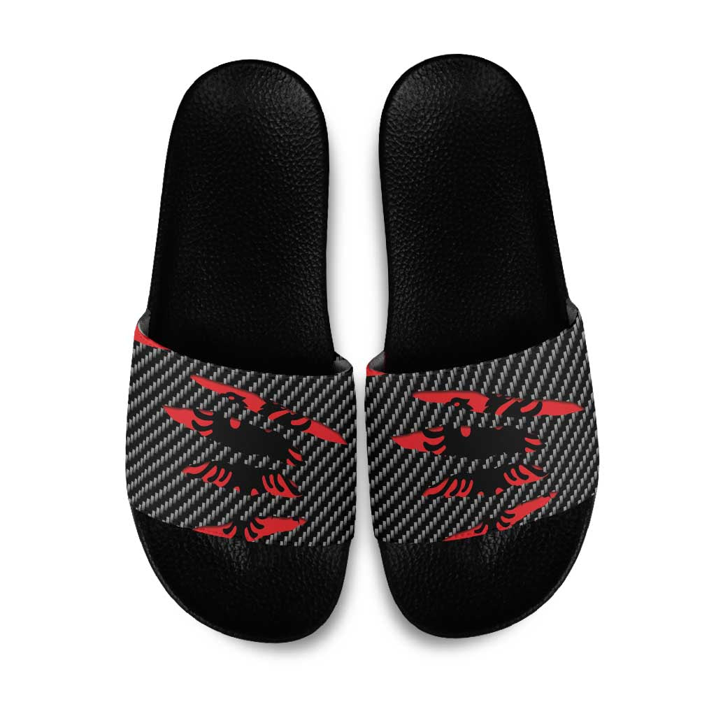 Albania Beast Slide Sandals Ripped Flag Graphic - Wonder Print Shop