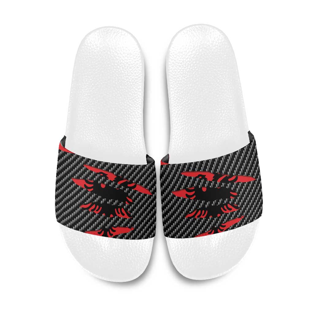 Albania Beast Slide Sandals Ripped Flag Graphic - Wonder Print Shop