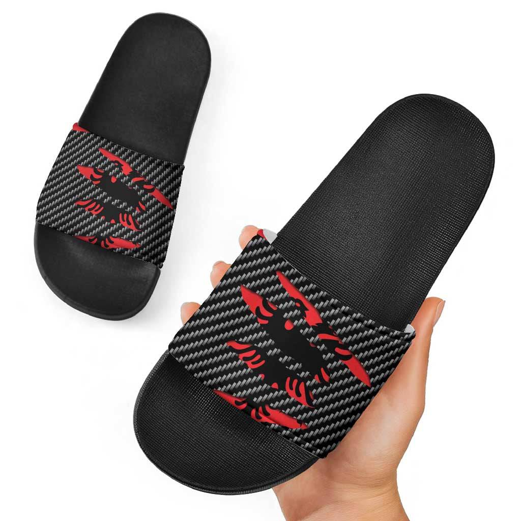 Albania Beast Slide Sandals Ripped Flag Graphic - Wonder Print Shop