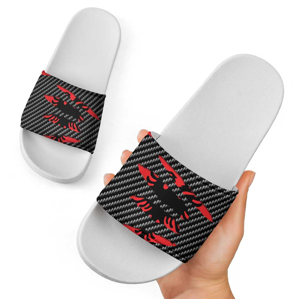 Albania Beast Slide Sandals Ripped Flag Graphic - Wonder Print Shop