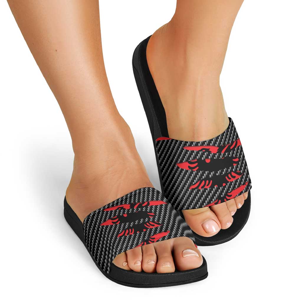 Albania Beast Slide Sandals Ripped Flag Graphic - Wonder Print Shop