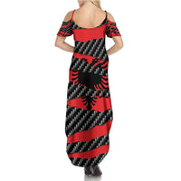 Albania Beast Summer Maxi Dress Ripped Flag Graphic - Wonder Print Shop