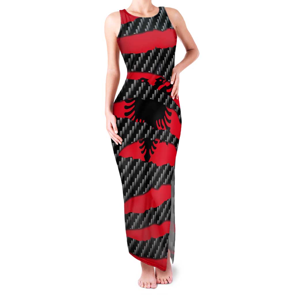 Albania Beast Tank Maxi Dress Ripped Flag Graphic - Wonder Print Shop