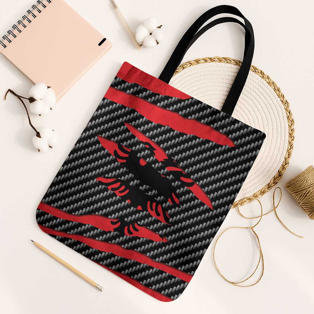 Albania Beast Tote Bag Ripped Flag Graphic - Wonder Print Shop