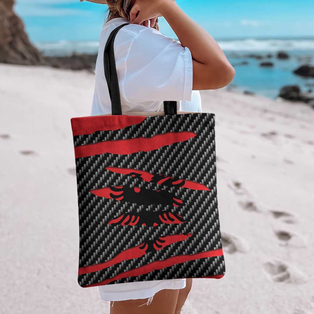 Albania Beast Tote Bag Ripped Flag Graphic - Wonder Print Shop