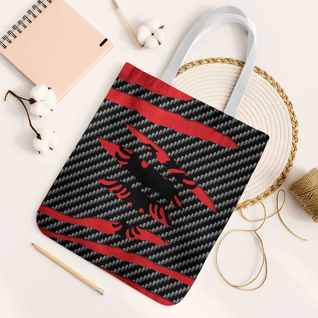 Albania Beast Tote Bag Ripped Flag Graphic - Wonder Print Shop