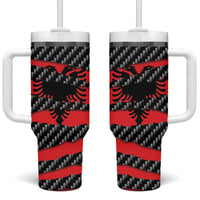 Albania Beast Tumbler With Handle Ripped Flag Graphic - Wonder Print Shop