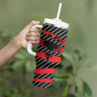 Albania Beast Tumbler With Handle Ripped Flag Graphic - Wonder Print Shop