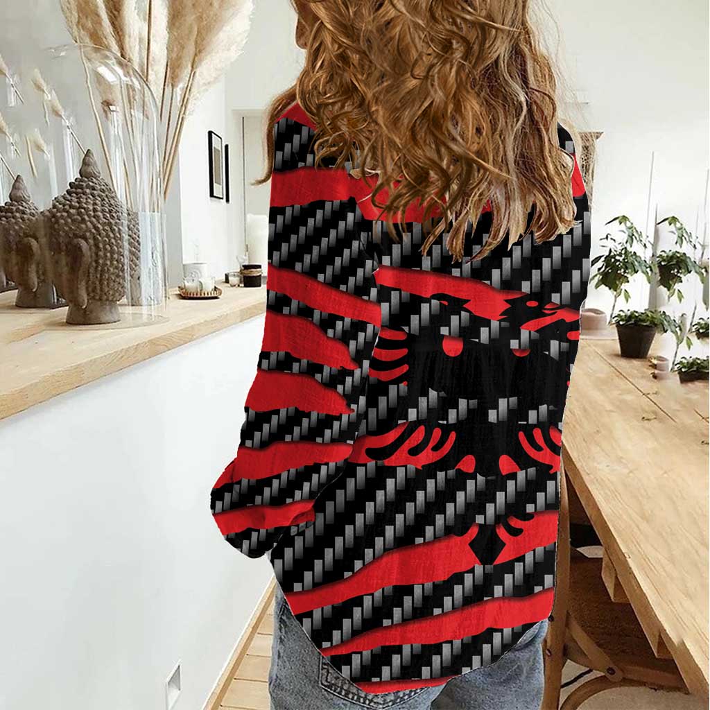 Albania Beast Women Casual Shirt Ripped Flag Graphic - Wonder Print Shop