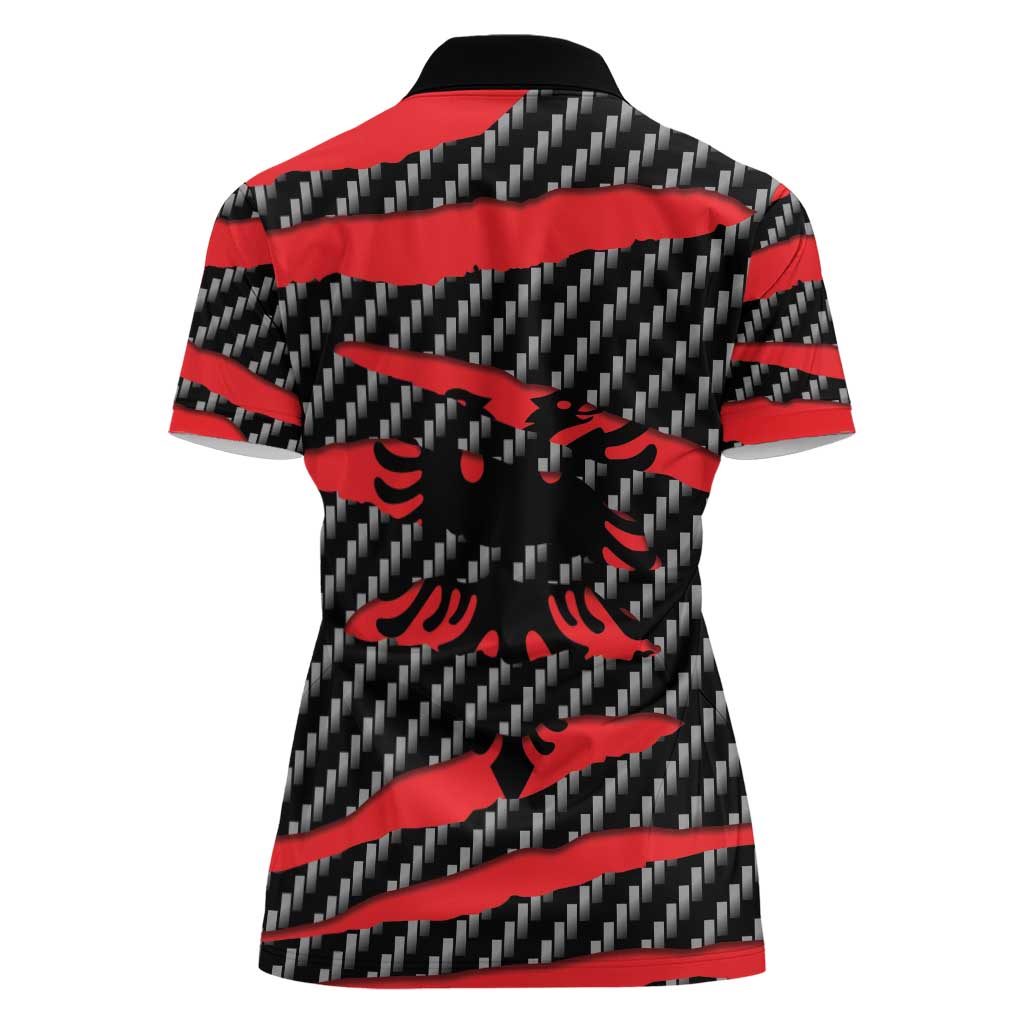 Albania Beast Women Polo Shirt Ripped Flag Graphic - Wonder Print Shop