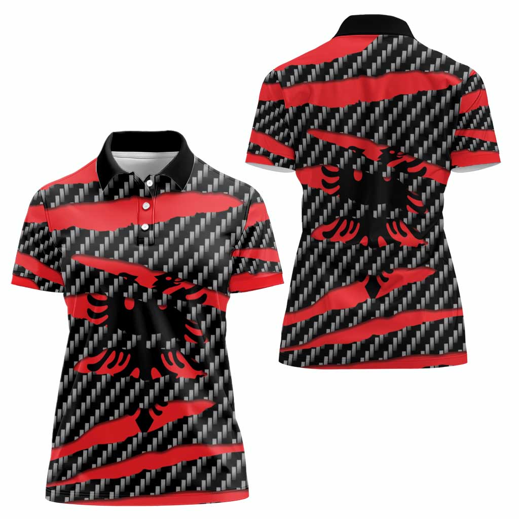 Albania Beast Women Polo Shirt Ripped Flag Graphic - Wonder Print Shop