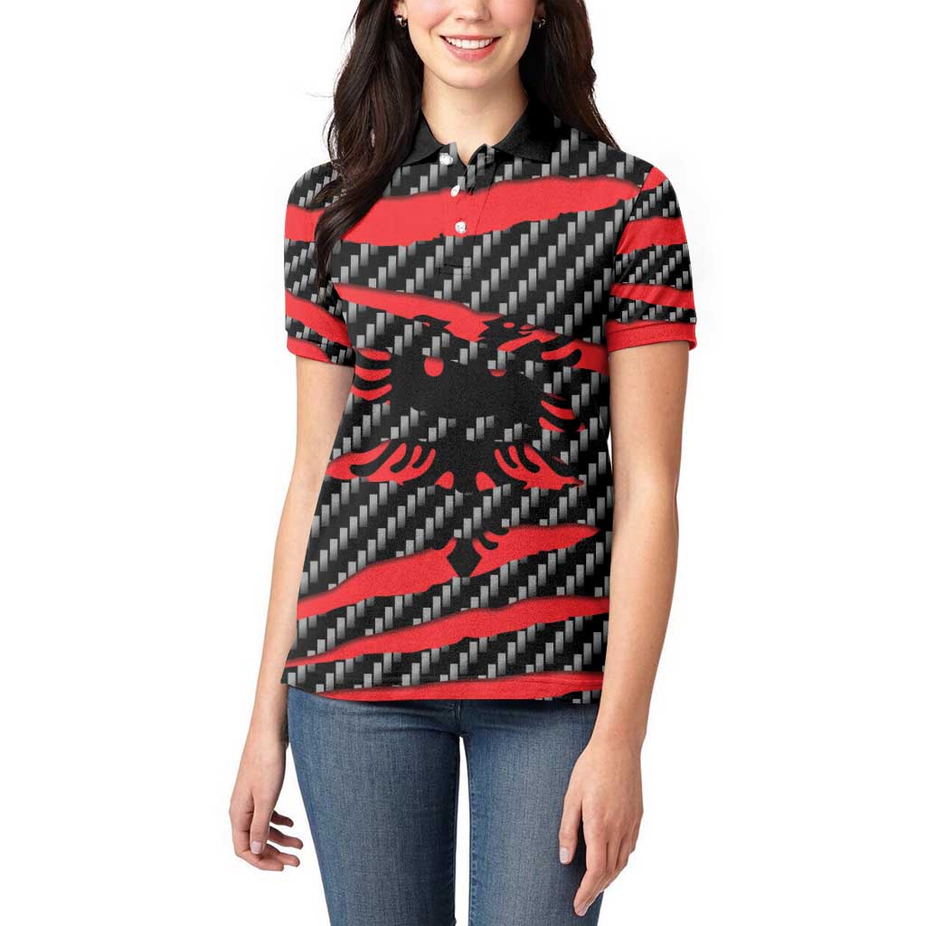 Albania Beast Women Polo Shirt Ripped Flag Graphic - Wonder Print Shop