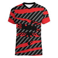 Albania Beast Women V-Neck T-Shirt Ripped Flag Graphic - Wonder Print Shop