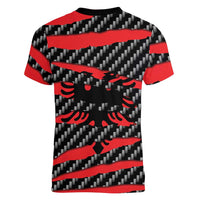 Albania Beast Women V-Neck T-Shirt Ripped Flag Graphic - Wonder Print Shop