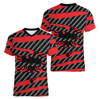 Albania Beast Women V-Neck T-Shirt Ripped Flag Graphic - Wonder Print Shop