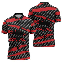 Albania Beast Zipper Polo Shirt Ripped Flag Graphic - Wonder Print Shop