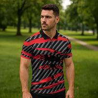 Albania Beast Zipper Polo Shirt Ripped Flag Graphic - Wonder Print Shop