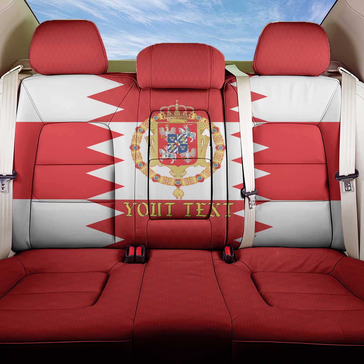 Personalized Polish-Lithuanian Commonwealth Back Car Seat Cover Royal Coat Of Arms Style