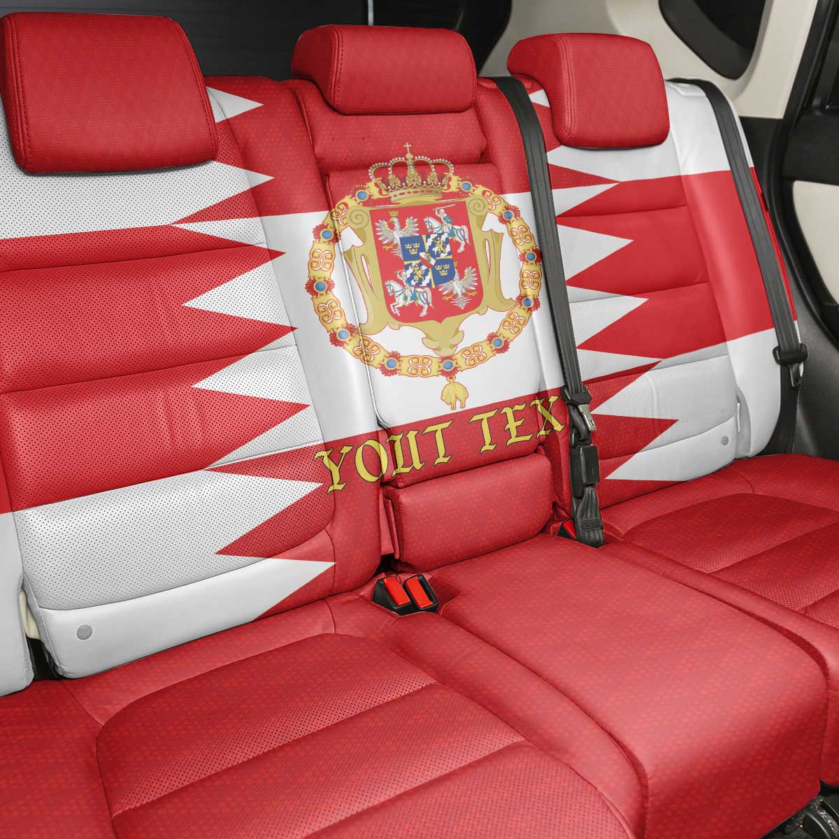 Personalized Polish-Lithuanian Commonwealth Back Car Seat Cover Royal Coat Of Arms Style
