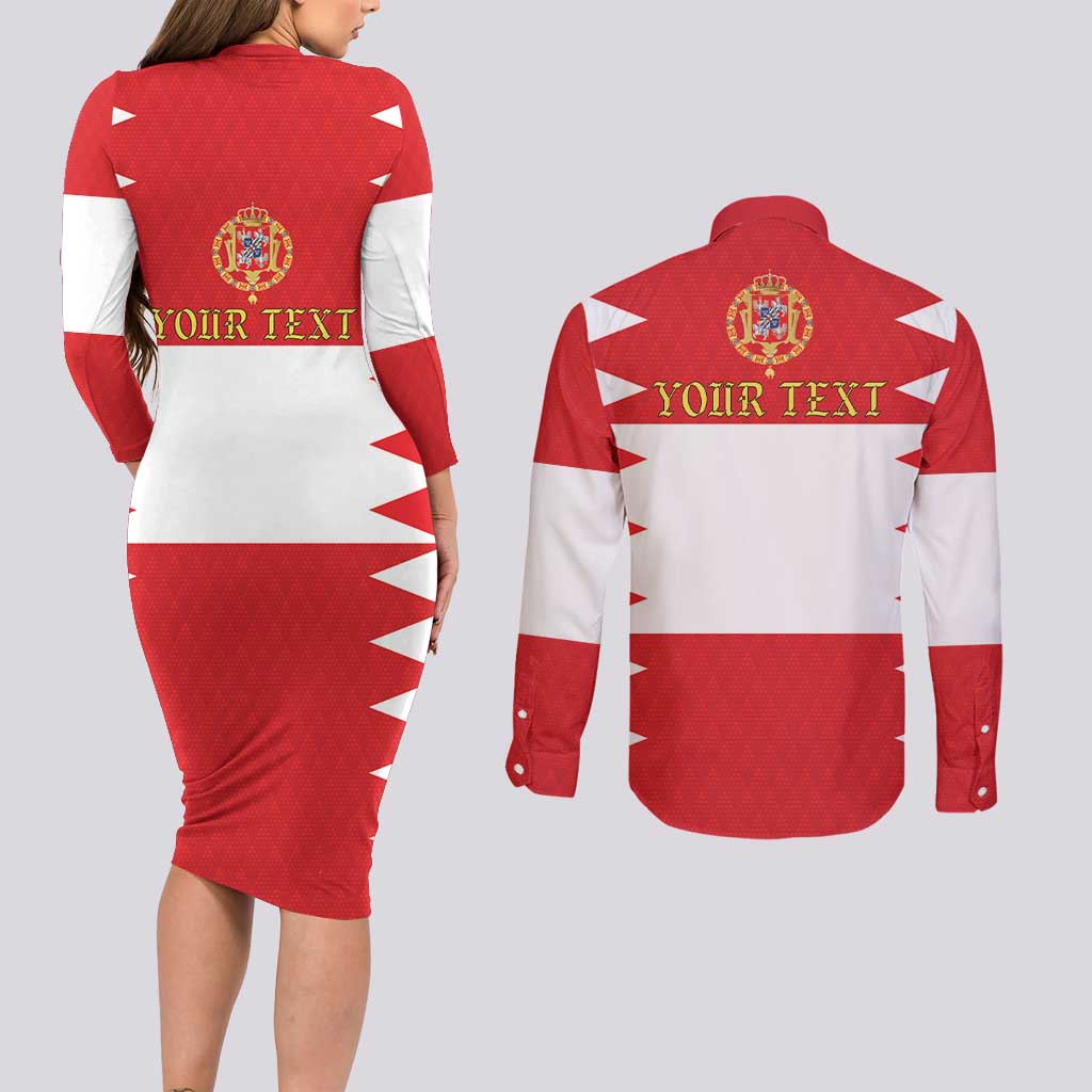 Personalized Polish-Lithuanian Commonwealth Couples Matching Long Sleeve Bodycon Dress and Long Sleeve Button Shirt Royal Coat Of Arms Style