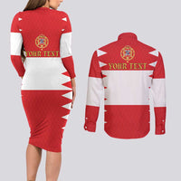 Personalized Polish-Lithuanian Commonwealth Couples Matching Long Sleeve Bodycon Dress and Long Sleeve Button Shirt Royal Coat Of Arms Style