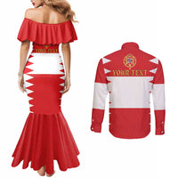 Personalized Polish-Lithuanian Commonwealth Couples Matching Mermaid Dress and Long Sleeve Button Shirt Royal Coat Of Arms Style
