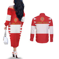 Personalized Polish-Lithuanian Commonwealth Couples Matching Off The Shoulder Long Sleeve Dress and Long Sleeve Button Shirt Royal Coat Of Arms Style