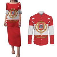 Personalized Polish-Lithuanian Commonwealth Couples Matching Puletasi and Long Sleeve Button Shirt Royal Coat Of Arms Style