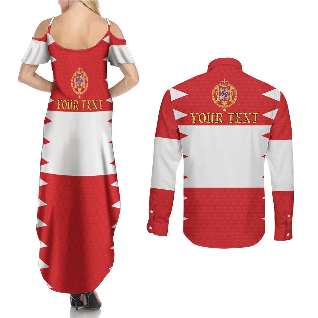 Personalized Polish-Lithuanian Commonwealth Couples Matching Summer Maxi Dress and Long Sleeve Button Shirt Royal Coat Of Arms Style