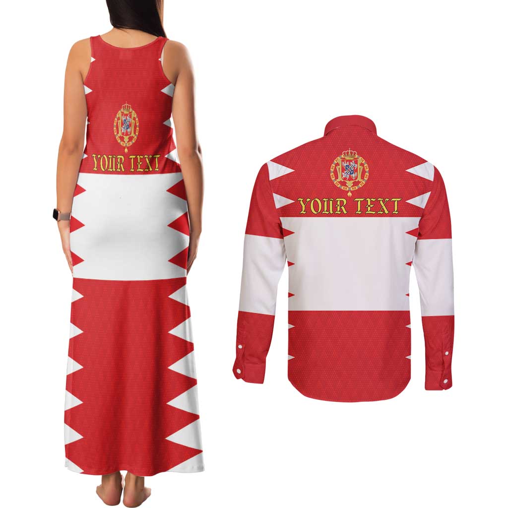 Personalized Polish-Lithuanian Commonwealth Couples Matching Tank Maxi Dress and Long Sleeve Button Shirt Royal Coat Of Arms Style