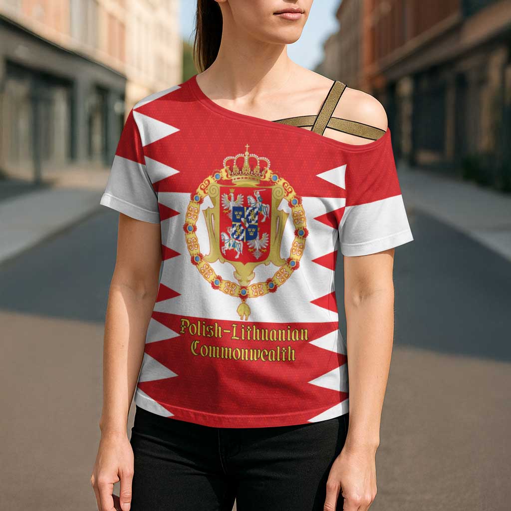 Personalized Polish-Lithuanian Commonwealth Cross Shoulder Shirt Royal Coat Of Arms Style