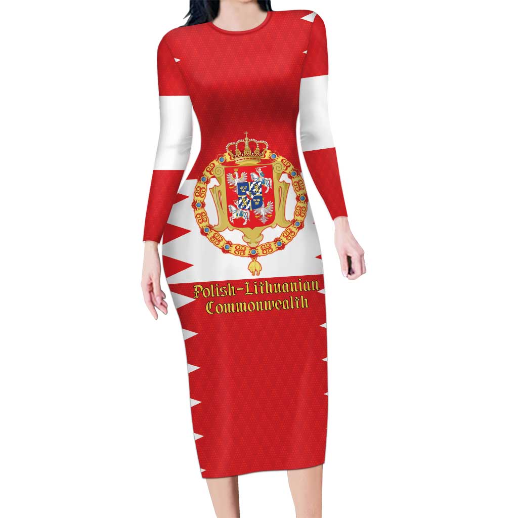 Personalized Polish-Lithuanian Commonwealth Family Matching Long Sleeve Bodycon Dress and Hawaiian Shirt Royal Coat Of Arms Style