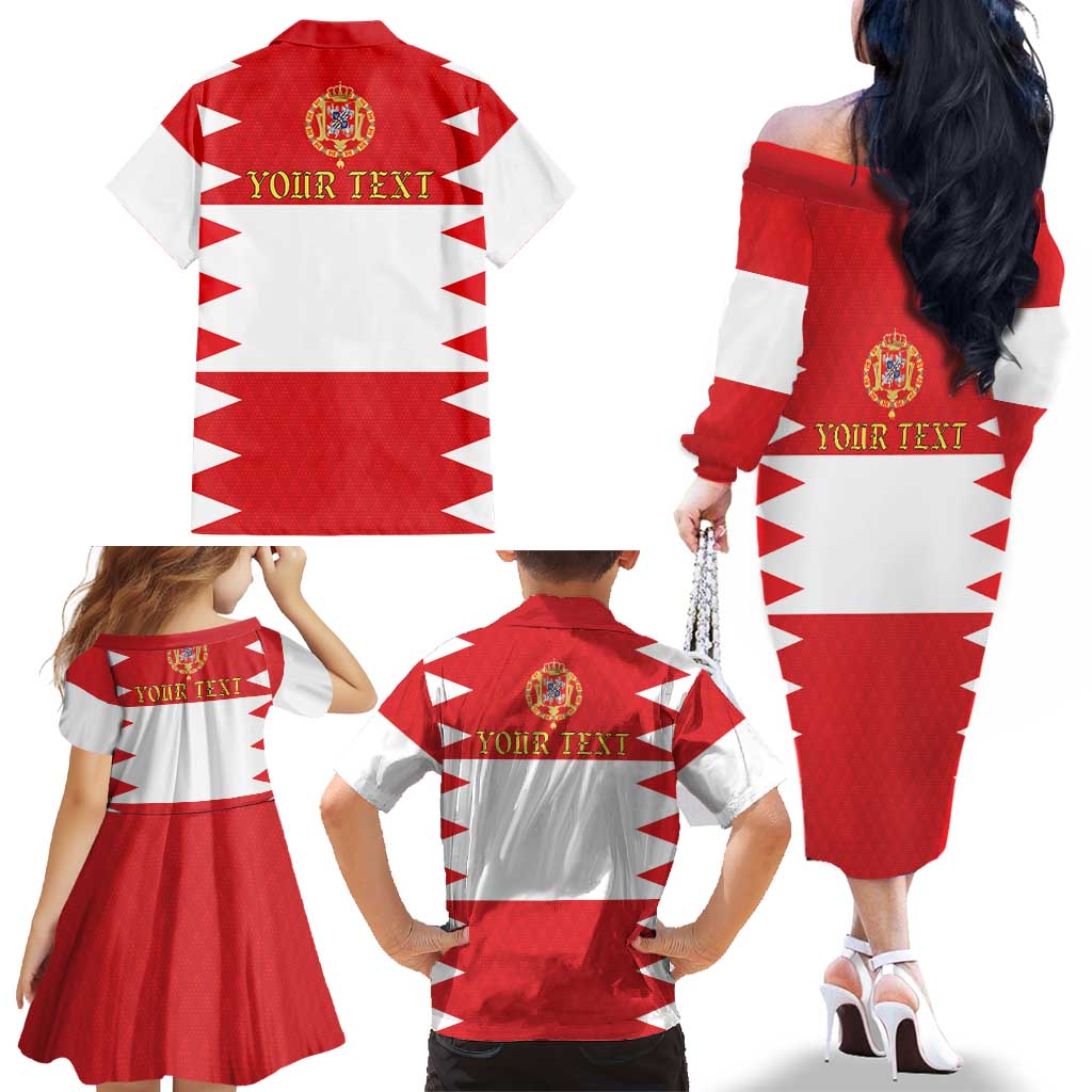 Personalized Polish-Lithuanian Commonwealth Family Matching Off The Shoulder Long Sleeve Dress and Hawaiian Shirt Royal Coat Of Arms Style