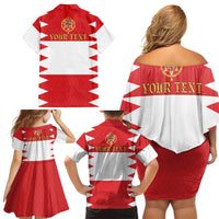Personalized Polish-Lithuanian Commonwealth Family Matching Off Shoulder Short Dress and Hawaiian Shirt Royal Coat Of Arms Style